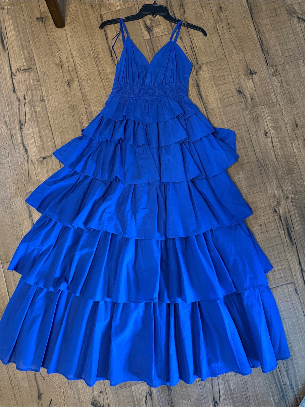 New Sugarlips Royal Blue Tiered Ruffle Maxi Dress Sz XS